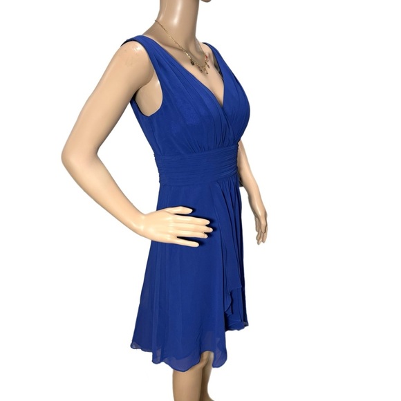 New Ever Pretty Women's Sleeveless Dress V Neck Chiffon Sz 6 Mini Cocktail Blue - Picture 6 of 10
